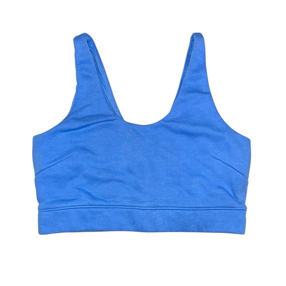 Under Armour Playback Essential Fleece Blue Crop Tank Sport Bra MEDIUM